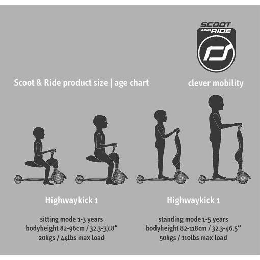 Scoot and Ride Highwaykick1.  2 in 1 kismotor/roller  Ash 