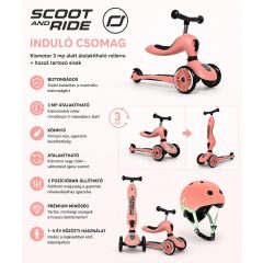   Scoot and Ride Highwaykick 1 2az1ben kismotor és sisak, induló csomag Peach