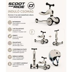   Scoot and Ride Highwaykick 1 2az1ben kismotor és sisak, induló csomag Ash