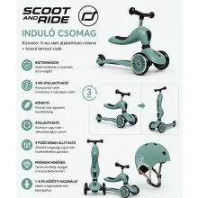 Scoot and Ride Highwaykick 1 2az1ben kismotor és sisak, induló csomag Forest