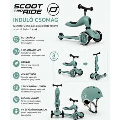   Scoot and Ride Highwaykick 1 2az1ben kismotor és sisak, induló csomag Forest